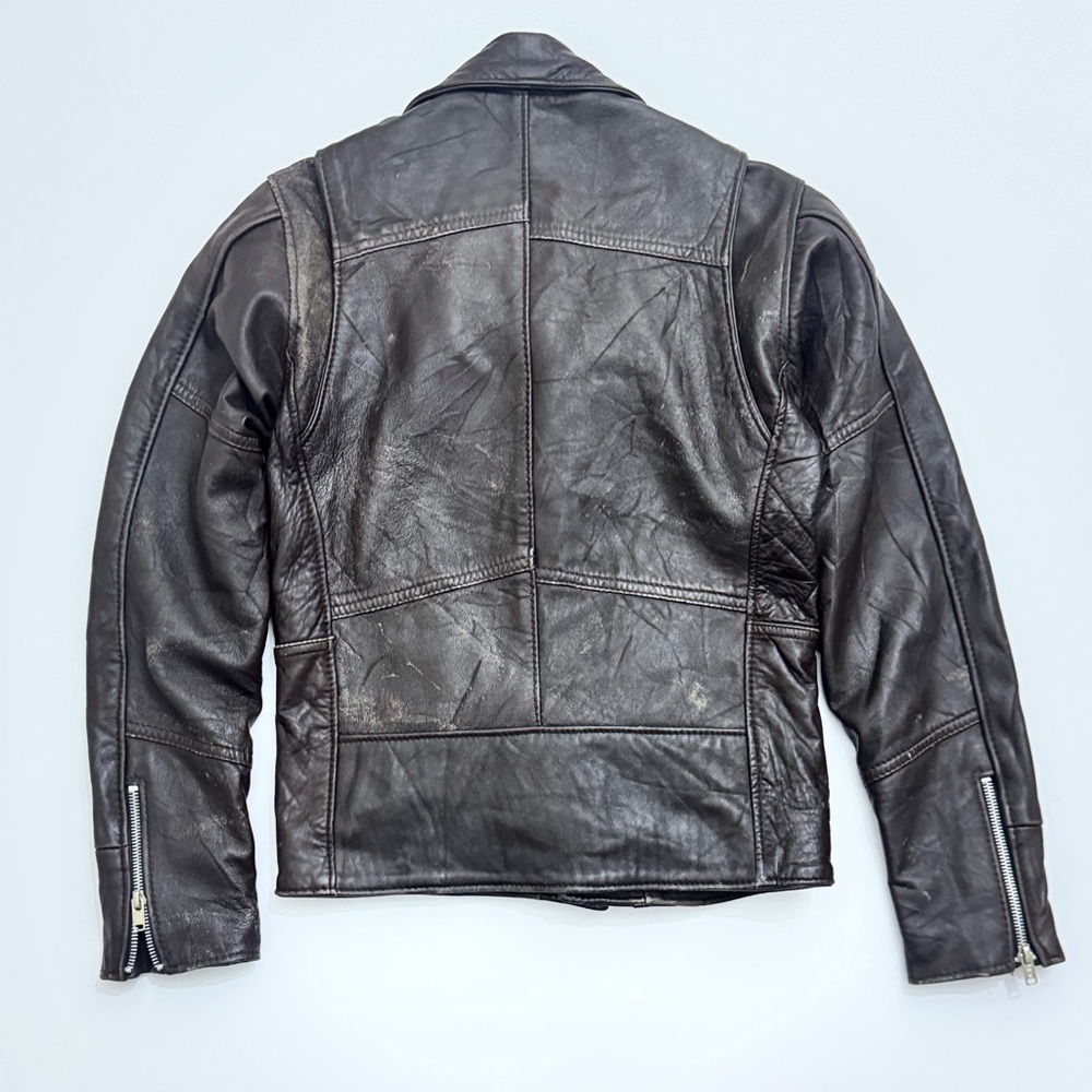 VTG Pele Che Coco Reworked Suede Moto Jacket XS Brown - Picture 7 of 8